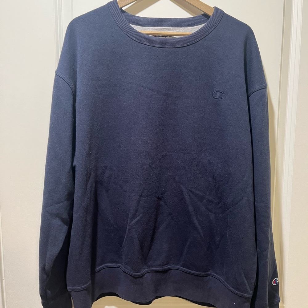 Champion Blue Crewneck Sweater Soft Cotton Blend